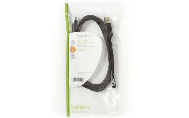 Cable USB 2.0 - Tipo C macho - Tipo A macho - 2,0 m - Negro