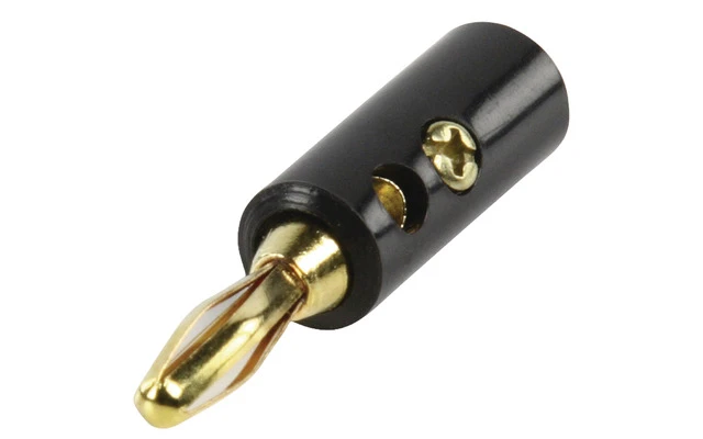 Banana Conector Macho PVC Oro