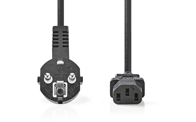 Cable de alimentación Schuko Macho en Ángulo - IEC-320-C13 - 10 metros - Negro