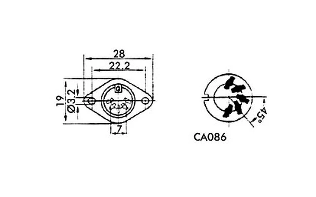 CONECTOR DIN AUDIO MIDI - 5 CONTACTOS 180° - BASE HEMBRA