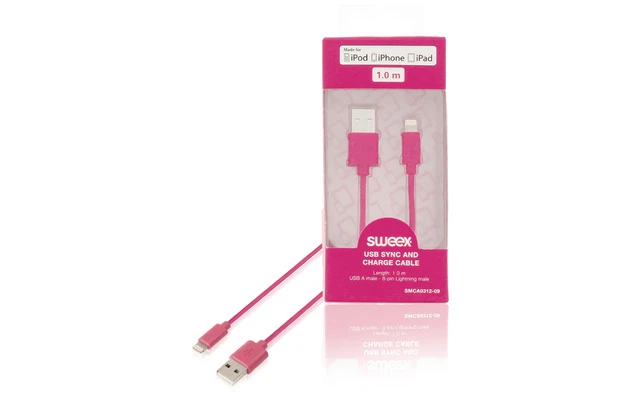 Cable USB de carga y sincronización USB A macho - macho Lightning de 8 pines de 1,00 m en color 