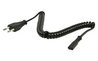 Cable de alimentación enrollado 2 m con conector Euro a IEC320-C1
