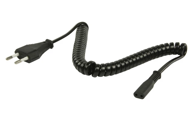 Cable de alimentación enrollado 2 m con conector Euro a IEC320-C1
