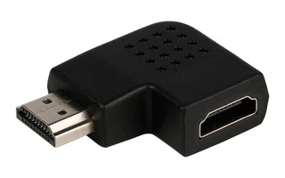 Adaptador HDMI con conector HDMI en ángulo hacia la derecha ? entrada HDMI en color negro