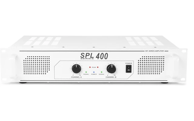 SkyTec SPL 400 amplificador 2x 200W Blanco