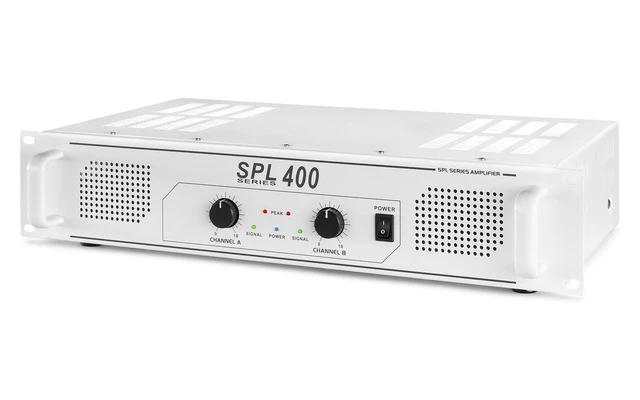 SkyTec SPL 400 amplificador 2x 200W Blanco