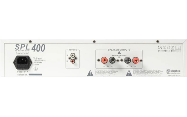 SkyTec SPL 400 amplificador 2x 200W Blanco