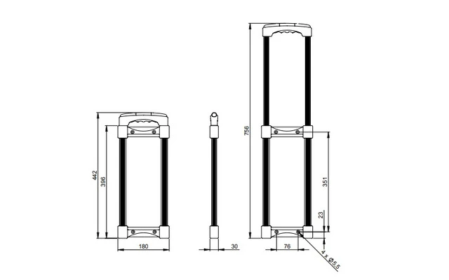 Adam Hall Hardware 34703 - Asa telescópica para Trolley 1 Extensión