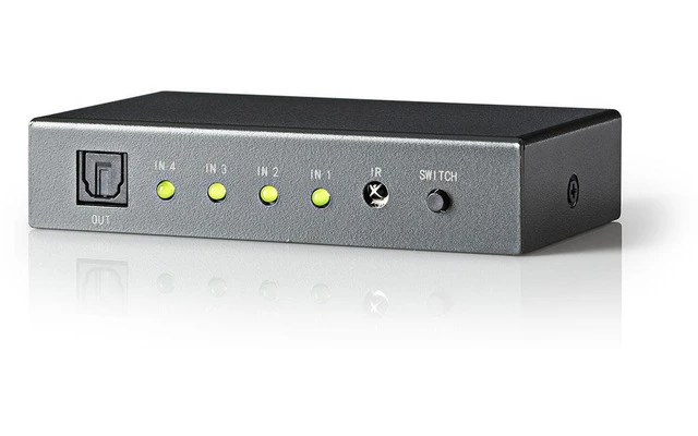 Conmutador de Audio Óptico - 4 puertos - 4 entradas TosLink - 1 salida TosLink