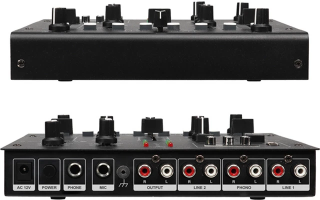 HQ Power HQMX11005 - Mesa de mezclas de 2 canales con reproductor USB y FX