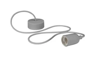 Lámpara de diseño con cable de tela - para colgar del techo - color Gris