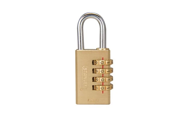 STANLEY - CANDADO DE COMBINACIÓN - LATÓN MACIZO - 30 mm - 4 DÍGITOS