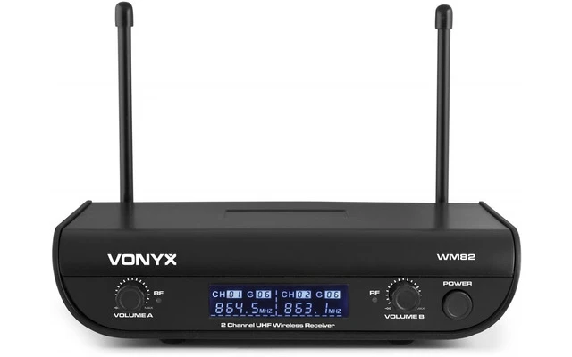 Vonyx WM82 Microfono inalambrico digital UHF 2 canales con 2 micros de cabeza