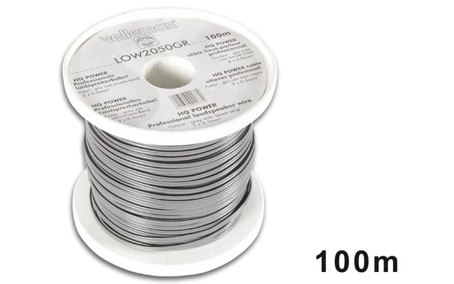 Cable altavoz - gris con línea negra - 2 x 0.5mm² - 100m