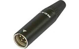 REAN TINY - CONECTOR DE 4 POLOS MACHO, CARCASA DE METAL COLOR NEGRO, CONTACTOS DORADOS