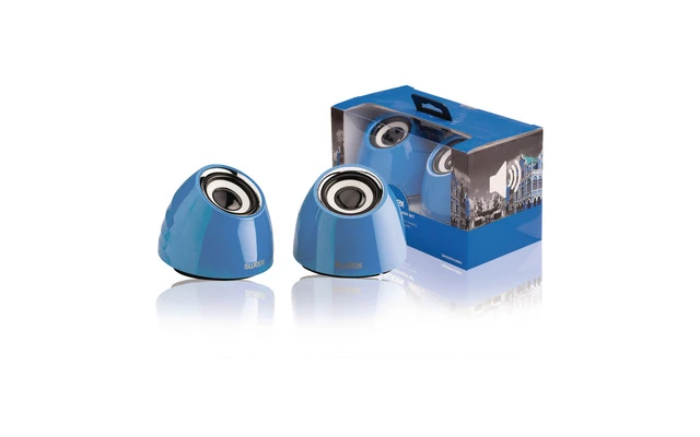 Juego de 2 altavoces USB 2.0 portátiles con potencia de 3 W en color azul - Sweex SW20SPS100BU