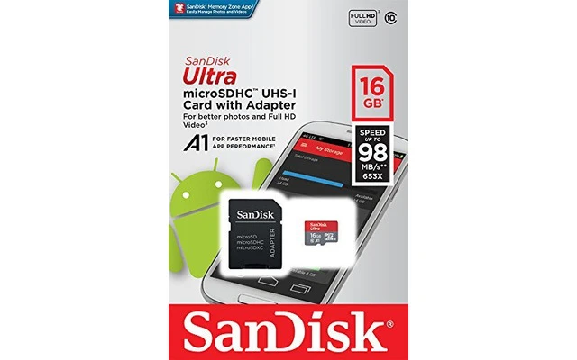 SanDisk Ultra microSDHC UHS-I 16GB + Adaptador SD - Clase 10