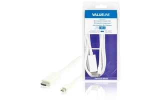 Cable adaptador mini DisplayPort, mini DisplayPort macho - conector HDMI, blanco 2,00 m