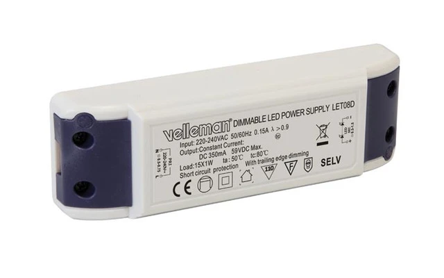 DRIVER PARA LEDs CON CORRIENTE CONSTANTE - LUMINOSIDAD REGULABLE -  350mA - 59V máx. 