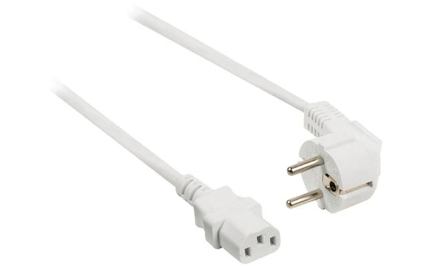 Cable de alimentación con enchufe Schuko macho en ángulo - IEC-320-C13 de 5.00 m en color blanco