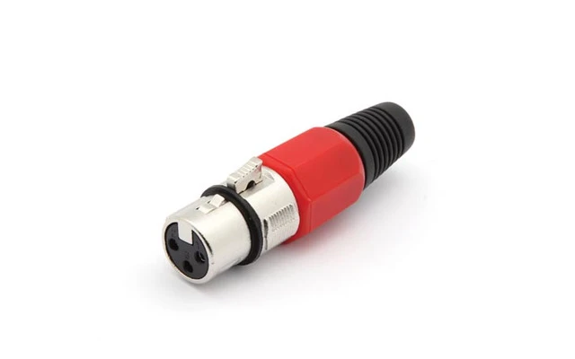 Conector XLR Hembra - 3 Concatos - Niquelado - Rojo
