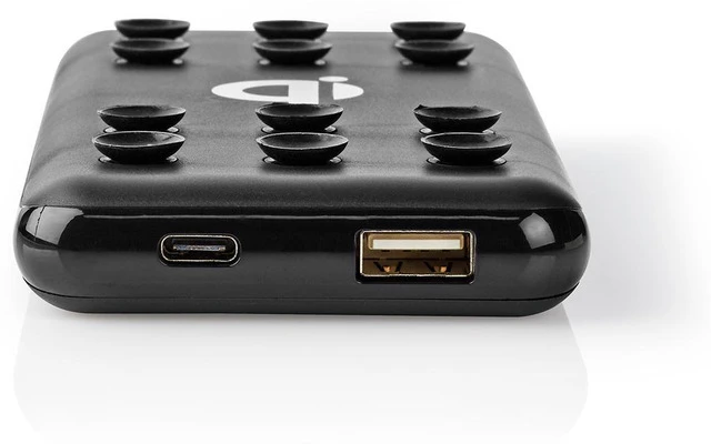 Batería Portátil con Cargador Inalámbrico - 10000 mAh - 2,4 A - Salida USB - Negro