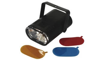 Mini estroboscopio 25W con 3 filtros de color intercambiables