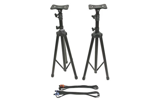 Juego con pies de caja acustica - Color Negro / 2 Cables / Funda