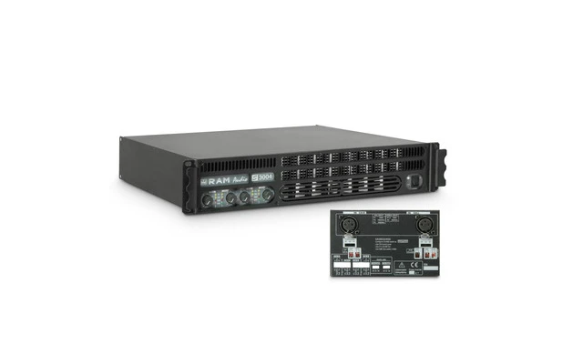 Ram Audio S 3004 X OVER Amplificador de PA 4 x 700 W 2 Ohmios con Módulo procesador analógico