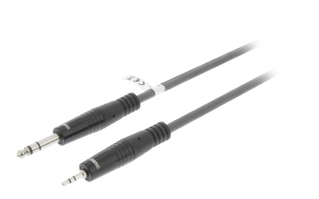 Cable de Audio Estéreo Macho de 6,35 mm - Macho de 3,5 mm de 1,5 m Gris Oscuro - Sweex SWOP23205