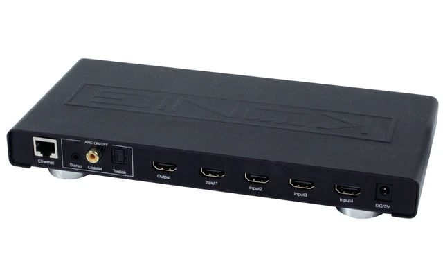 Conmutador HDMI de 4 puertos con ethernet y canal de retorno de audio