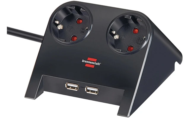 Regleta de sobremesa escritorio con conector USB 1.8 metros - Contacto Protector - Brennenstuhl