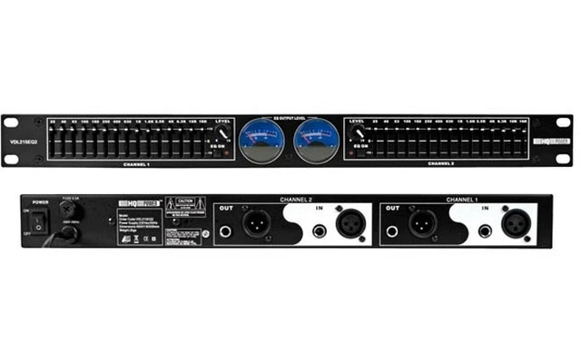 Ecualizador HQPower gráfico doble de 15 bandas con VU