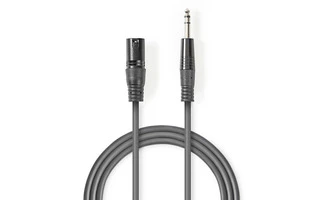 Cable de Audio XLR Compensado - XLR de 3 Pines Macho - 6,35 mm Macho - 3,0 m - Gris - Nedis COTH