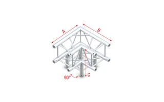 Showtec Truss Corner 3-way 90 - Esquina 90° Q-012 + 3 vías abajo