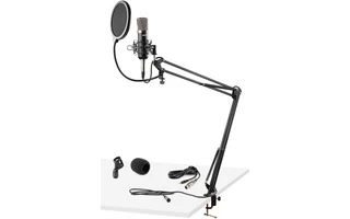 Vonyx Conjunto Estudio / Micro de condensor con soporte y paravientos