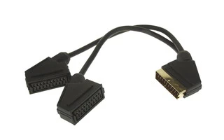 CABLE AUDIO/VÍDEO - SCART MACHO A 2 x SCART HEMBRA, 0.2m