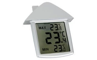 Termómetro de ventana transparente con indicación Mín/Máx