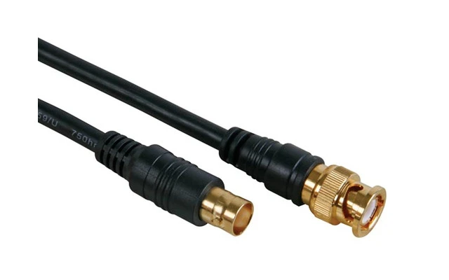 CABLE VÍDEO - BNC MACHO A BNC HEMBRA, 3.0m, 75 ohm, DORADO