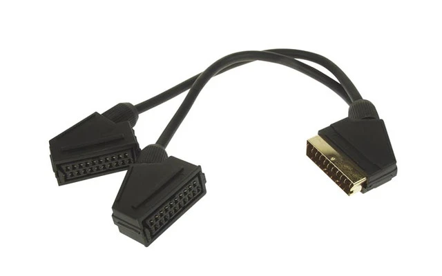 CABLE AUDIO/VÍDEO - SCART MACHO A 2 x SCART HEMBRA, 0.2m