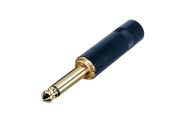 REAN - CONECTOR DE 6.35 mm - 2 POLOS - CARCASA NEGRA - CONTACTOS DORADOS