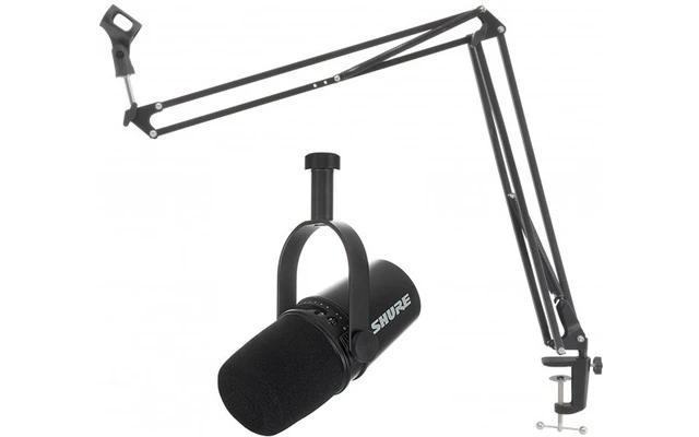 Shure MV7 + Soporte largo de micrófono para broadcast