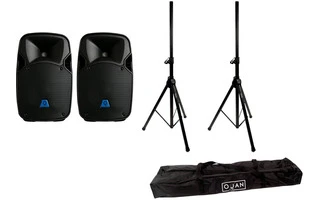 2x Oqan QLS-15S + Soporte altavoz con funda