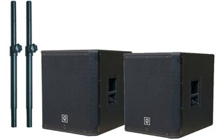 2x Oqan Sub 18 - Pareja de subwoofers con pie de soporte extensible