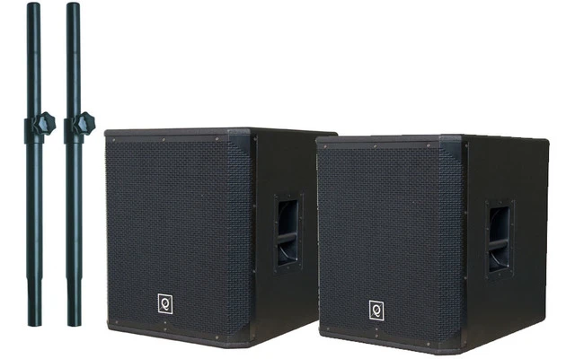 2x Oqan Sub 18 - Pareja de subwoofers con pie de soporte extensible
