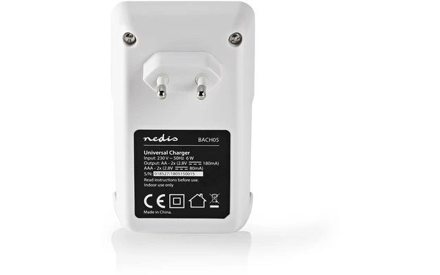Cargador de pilas NiMH AA / AAA - 1.2 VDC - 180.00 mA A - Carga gradual - Euro / Type C
