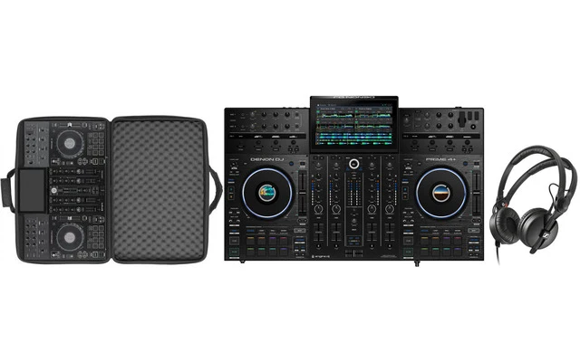 Denon DJ Prime 4+ Plus con maleta UDG y Sennheiser HD 25