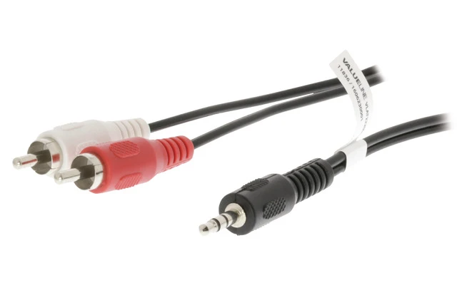 Cable adaptador de audio jack estéreo de 3.5 mm macho - 2 RCA macho de 1.50 m en color negro - V