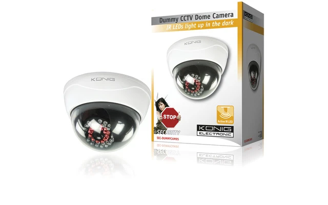 Cámara dummy CCTV domo con 25 LED IR que se iluminan en entornos oscuros
