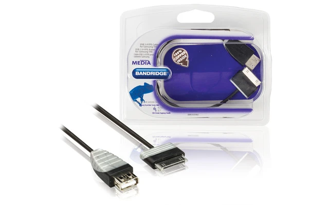 Cable USB 2.0 OTG para tableta Samsung, Samsung 30-pines macho - USB A hembra, 0,2 m blanco